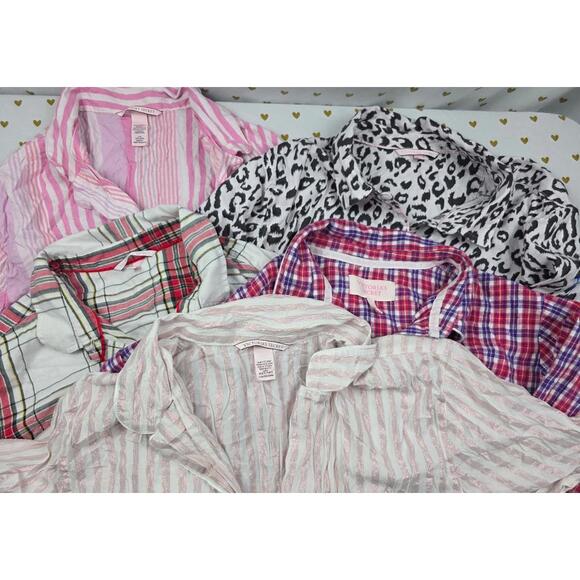 Victoria's Secret Other - Victorias Secret lot of 5 large sleep tops plaid pajamas button front pj's